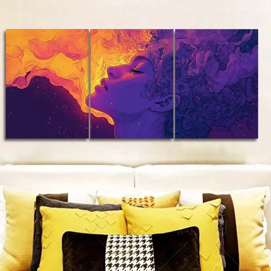 3pcs A Purple Person Strange Abstract Wall Art Set Canvas Framed 40x60cm - High Quality Print 100% Australian Made Wall Canvas Ready to Hang