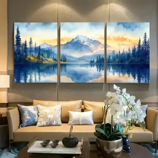 3pcs Mount Rainier, Washington Mountains Metal Print Ready to Hang Art