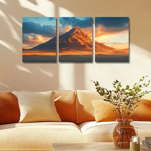 3pcs A Massive Mountain Design Metal Print Ready to Hang Art