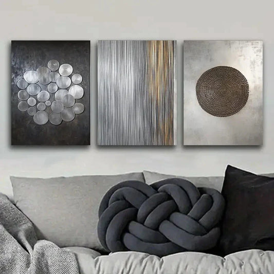 3pcs Art Deco Classic Modern Style, Metal Print Ready to Hang Art