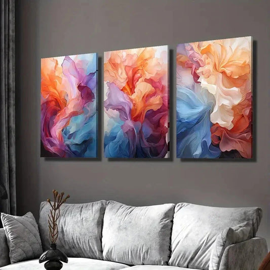 3pcs Artistic Ink Explosion, Texture Abstract Wall Art Set Canvas Framed 40x60cm - High Quality Print 100% Australian Made Wall Canvas Ready to Hang
