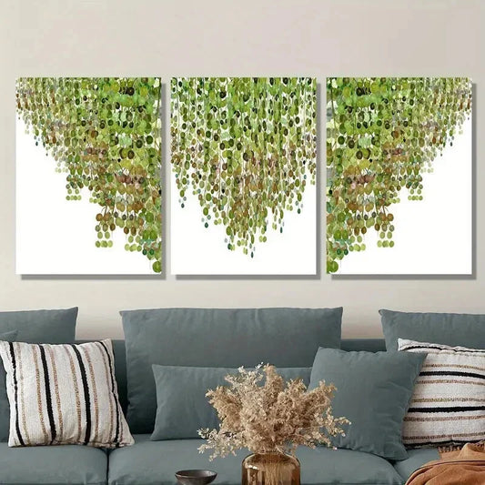 3pcs Vine green plant leaf art, plant dark Metal Print Ready to Hang Art