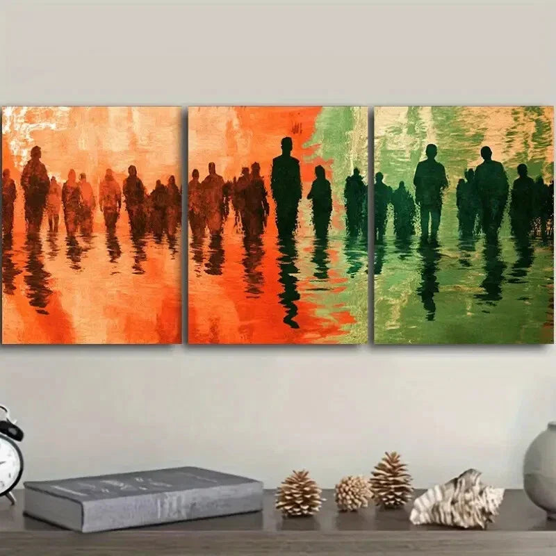 3pcs The Man on the Ripples Abstract Painting Wall Art Set Canvas Framed 40x60cm - High Quality Print 100% Australian Made Wall Canvas Ready to Hang