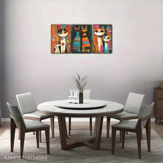 3pcs Sunflowers and Cats Decoration Poster Metal Print Ready to Hang Art