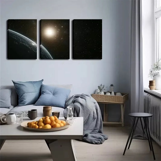 3pcs Star, Sun, Exquisite Wall Art Set Canvas Framed 40x60cm - High Quality Print 100% Australian Made Wall Canvas Ready to Hang