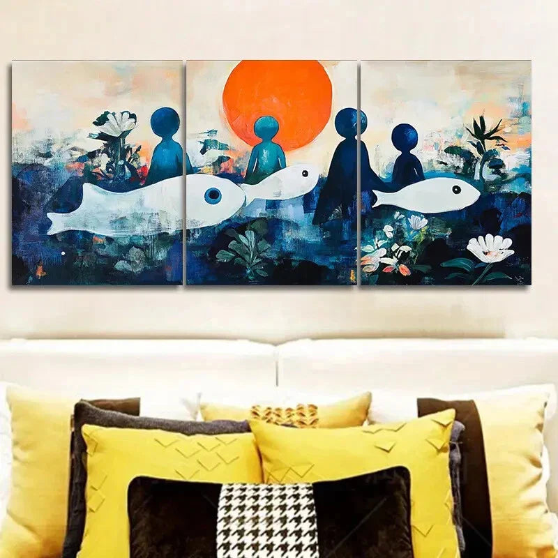 3pcs Messy character Painting Wall Art Set Canvas Framed 40x60cm - High Quality Print 100% Australian Made Wall Canvas Ready to Hang