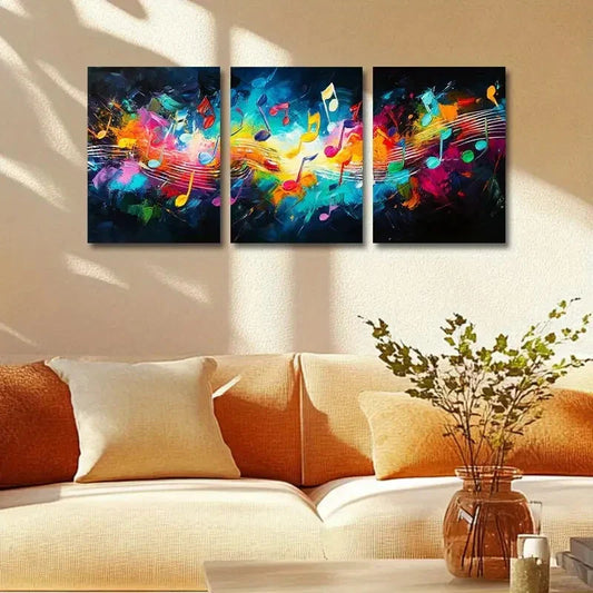 3pcs Featuring an Explosion Note Design Metal Print Ready to Hang Art