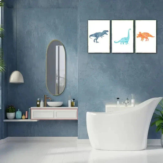 3pcs T-Rex Triceratops and Stegosaurus Metal Print Ready to Hang Art