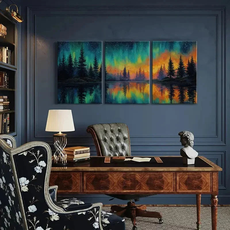 3pcs Forest Reflection Abstract Landscape Metal Print Ready to Hang Art