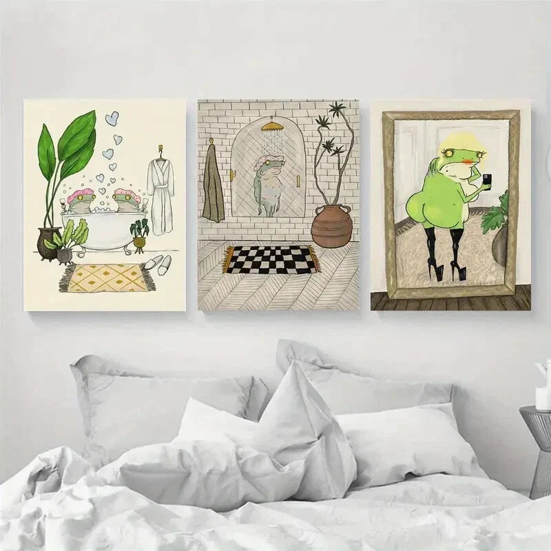 3pcs The Shower Scene Metal Print Ready to Hang Art