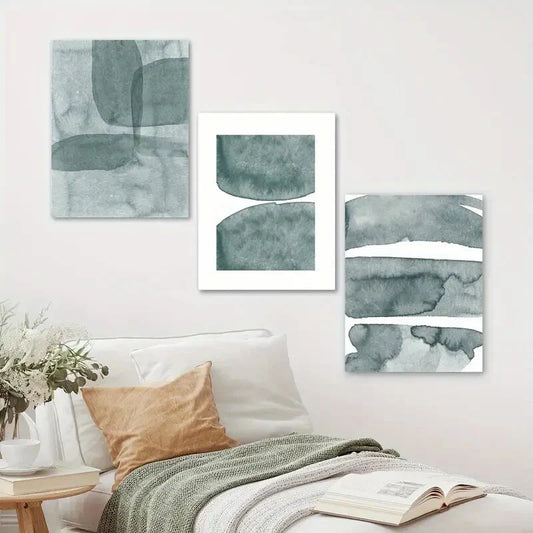 3pcs Modernist Art Abstract Ni Green Bougelin Metal Print Ready to Hang Art
