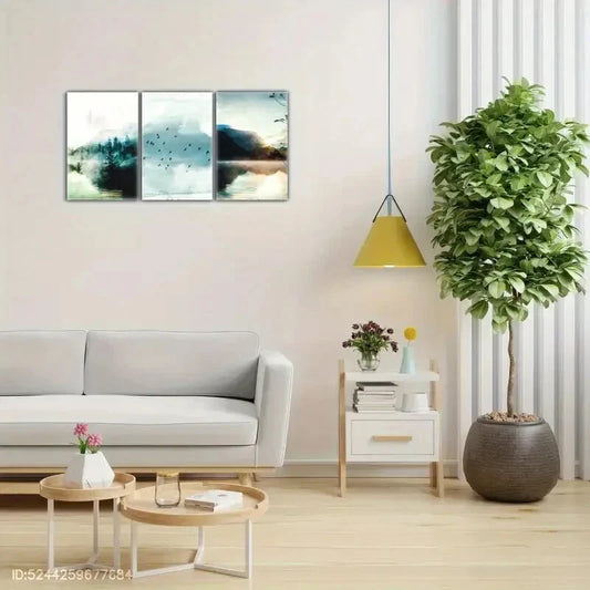 3pcs Distant Mountains and Sea Decorative Metal Print Ready to Hang Art