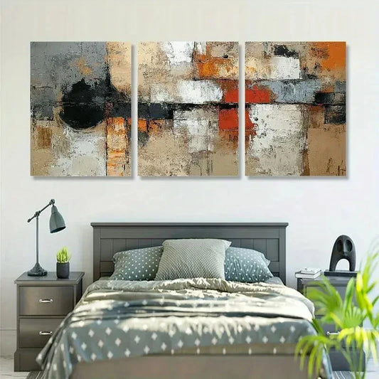3pcs Abstract Geometric Modern Wall Art Set Canvas Framed 40x60cm - High Quality Print 100% Australian Made Wall Canvas Ready to Hang
