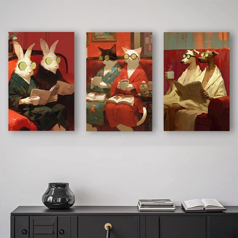 3pcs Decorative Mural Anime Modern Metal Print Ready to Hang Art