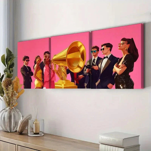 3pcs Grammy Award (2) Wall Art Set Canvas Framed 40x60cm - High Quality Print 100% Australian Made Wall Canvas Ready to Hang