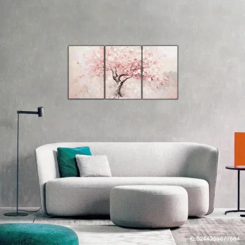 3pcs Pink & White Abstract Botanical Prints Metal Print Ready to Hang Art