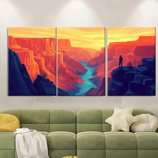 3pcs Vibrant Grand Canyon National Park Landscape Metal Print Ready to Hang Art