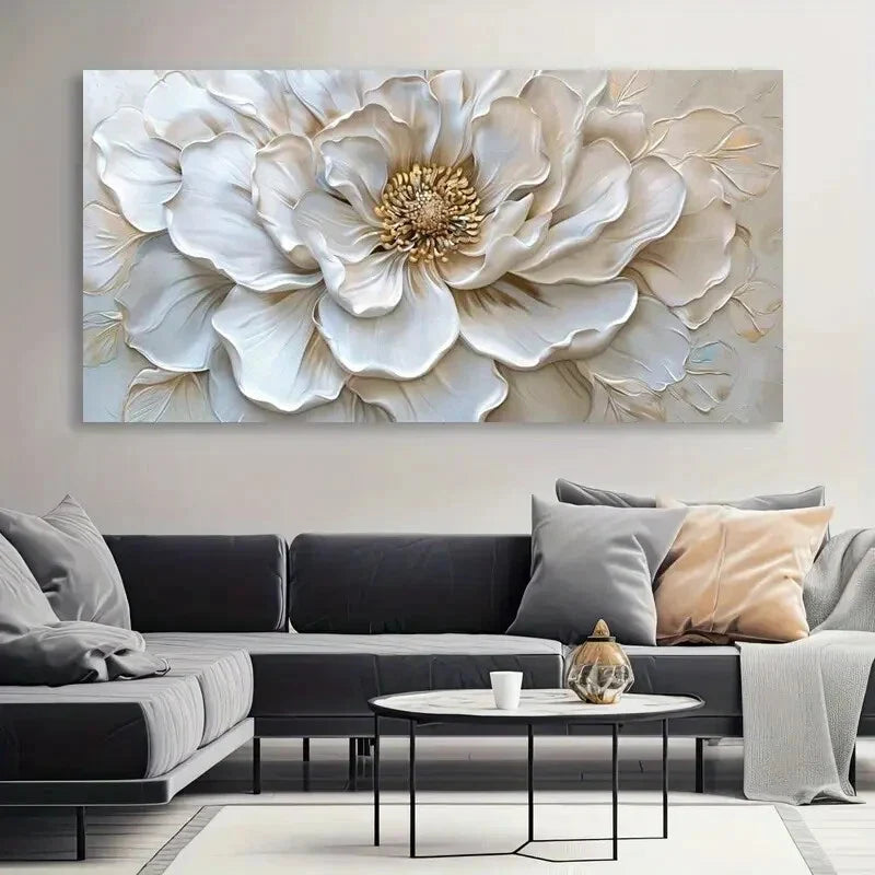 Abstract Floral Golden Wall Art wall canvas office home room framed 120x60cm