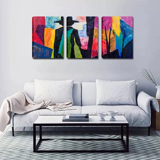 3pcs Abstract for Man's Back Wall Art Set Canvas Framed 40x60cm - High Quality Print 100% Australian Made Wall Canvas Ready to Hang