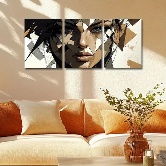 3pcs Modern Abstract Broken Woman Design Metal Print Ready to Hang Art
