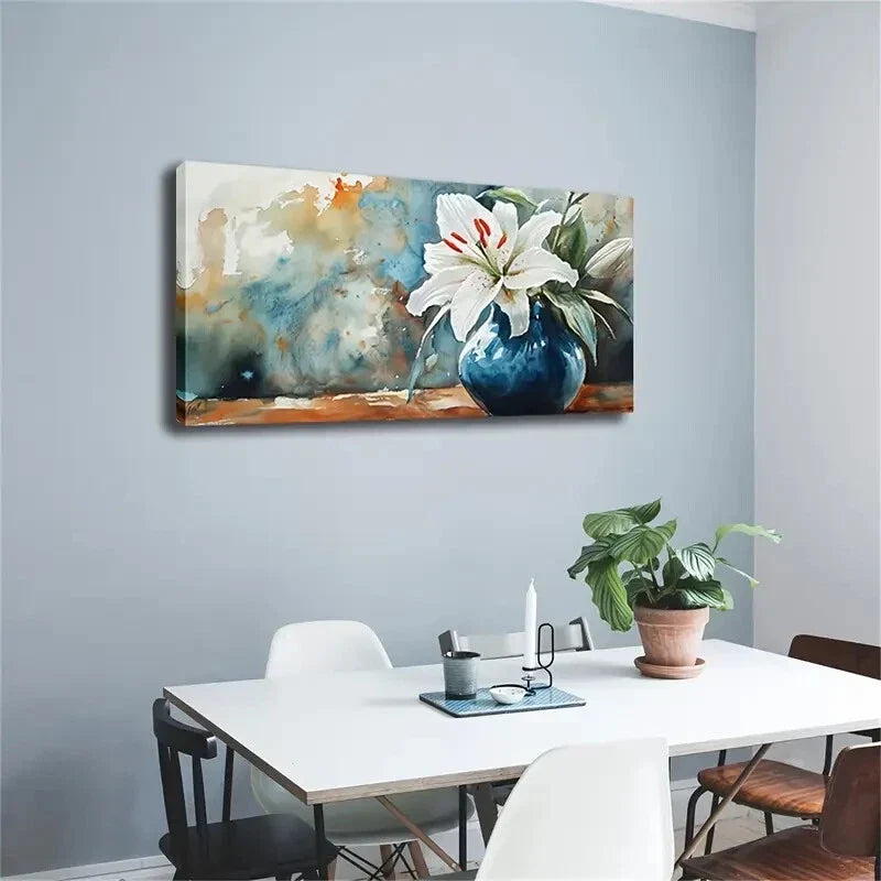 Realistic White Hibiscus Flower Wall Art Canvas Office Home Room Framed 120x60cm