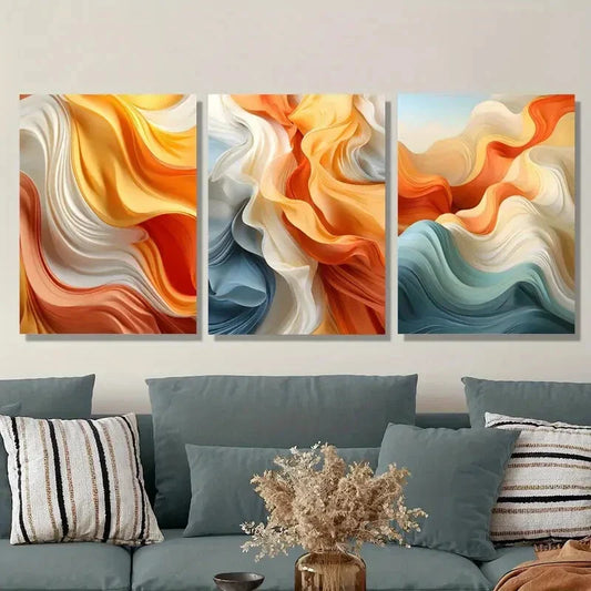 3pcs Modern Abstract Gradient Metal Print Ready to Hang Art