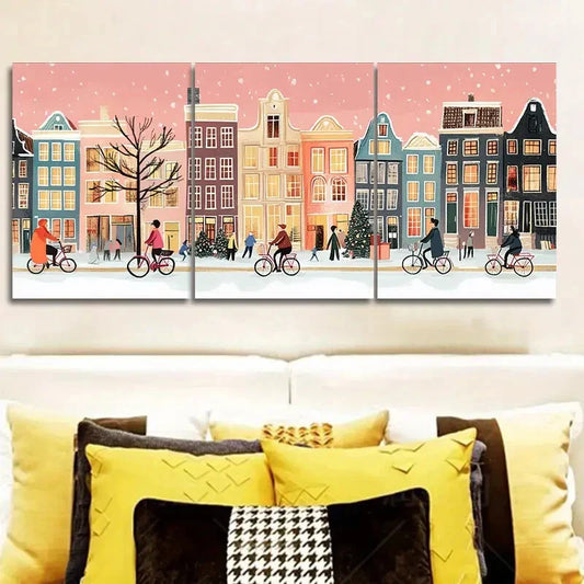 3pcs Fairytale Town, Luxurious Wall Art Set Canvas Framed 40x60cm - High Quality Print 100% Australian Made Wall Canvas Ready to Hang