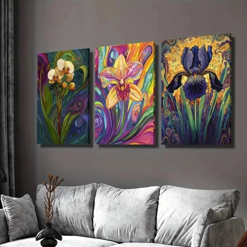 3pcs Colorful Tropical Flowers and Exotic Plants Wall Art Set Canvas Framed 40x60cm - High Quality Print 100% Australian Made Wall Canvas Ready to Hang