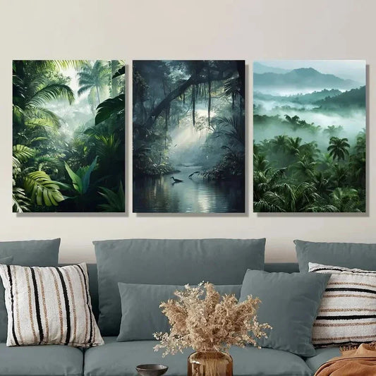 3pcs Sunlight Shining Through Trees Metal Print Ready to Hang Art