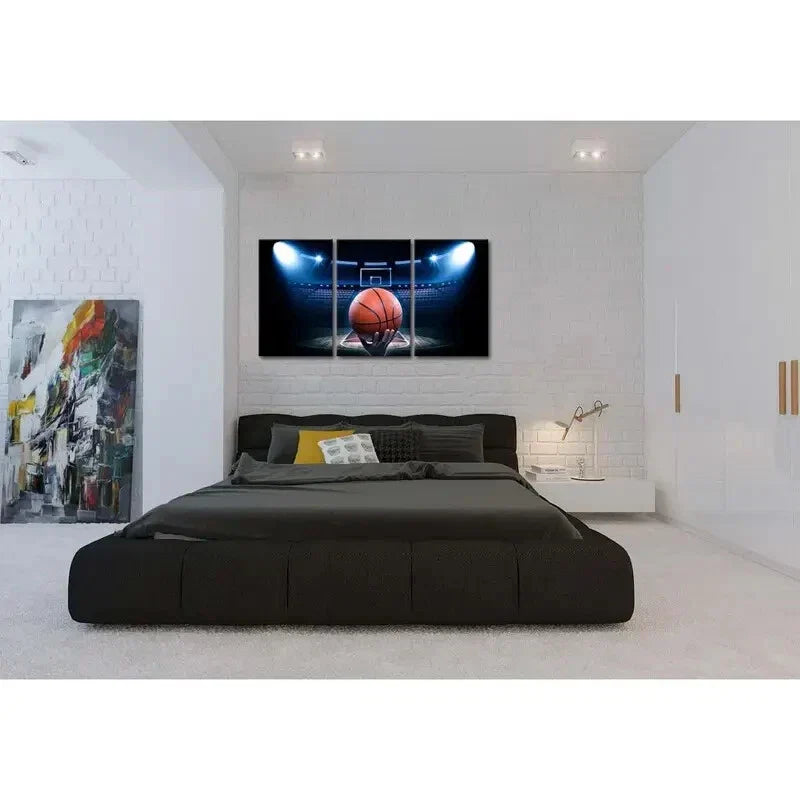 3pcs New Basketball at Basketball Metal Print Ready to Hang Art