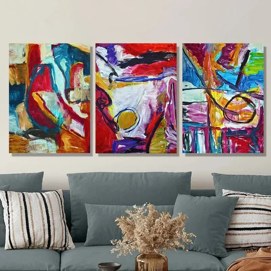 3pcs Dynamic Abstract Art, Colorful Graffiti Metal Print Ready to Hang Art