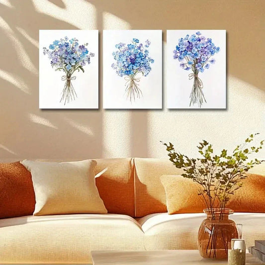 3pcs Featuring a Sophisticated Bouquet Design Metal Print Ready to Hang Art