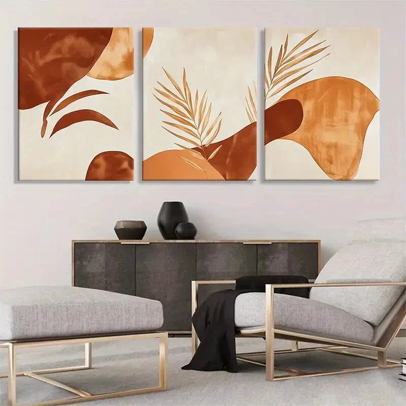 3pcs Modern Abstract Botanical Natural Perfect Wall Art Set Canvas Framed 40x60cm - High Quality Print 100% Australian Made Wall Canvas Ready to Hang