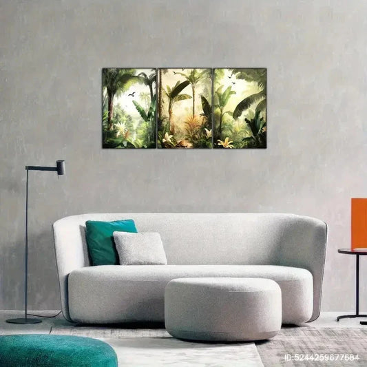 3pcs Primeval Forest Decoration Landscape Poster Metal Print Ready to Hang Art