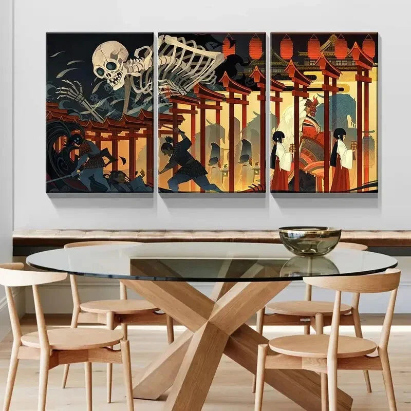 3pcs The Witch and The Skeleton Spectre Metal Print Ready to Hang Art