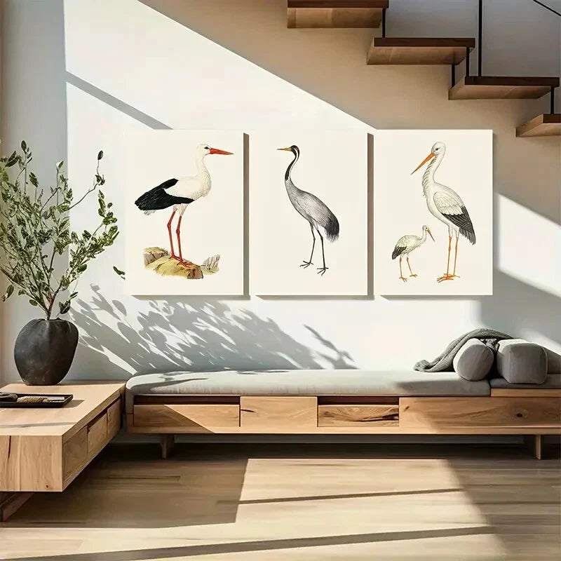 3pcs Vintage Stork Nautical Art Beach House Metal Print Ready to Hang Art