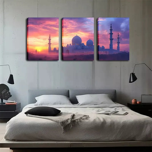 3pcs Magical Religious Landmark Wall Art Set Canvas Framed 40x60cm - High Quality Print 100% Australian Made Wall Canvas Ready to Hang