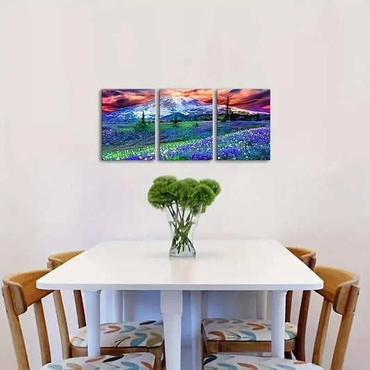 3pcs Rustic Modern Mount Rainier Metal Print Ready to Hang Art