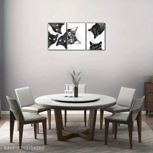 3pcs Cute Animal Black and White Decoration Metal Print Ready to Hang Art
