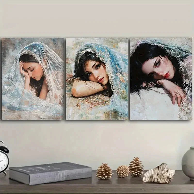 3pcs The woman lying on the ground ,Wall Art Set Canvas Framed 40x60cm - High Quality Print 100% Australian Made Wall Canvas Ready to Hang