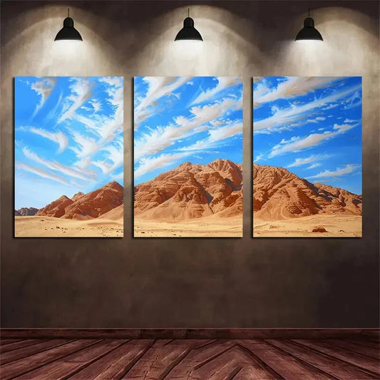3pcs Desert Desolate Edge Blue Sky Metal Print Ready to Hang Art