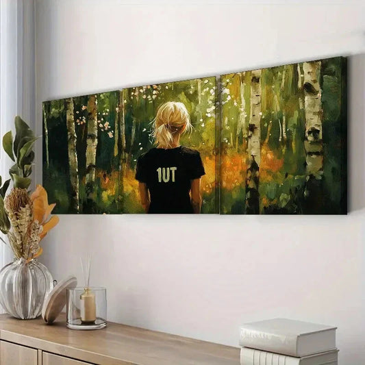 3pcs Featuring a Spring Forest Theme Wall Art Set Canvas Framed 40x60cm - High Quality Print 100% Australian Made Wall Canvas Ready to Hang