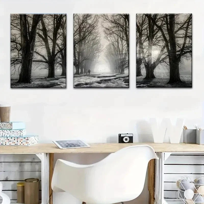 3pcs Forest Picture Tree Walk In The Forest Metal Print Ready to Hang Art