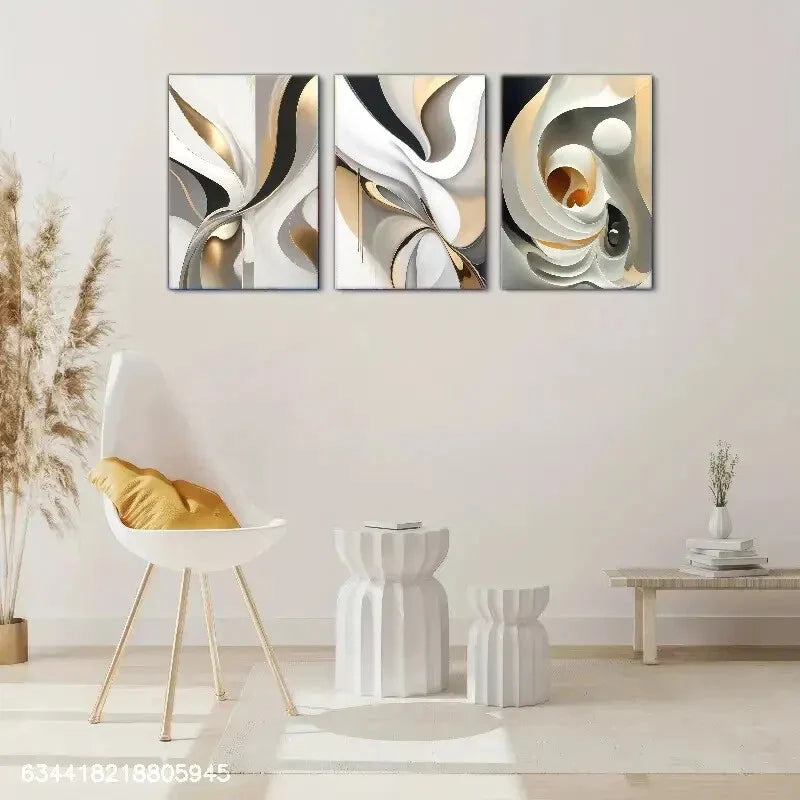 3pcs Stylish Space Artistic Decoration Abstract Metal Print Ready to Hang Art