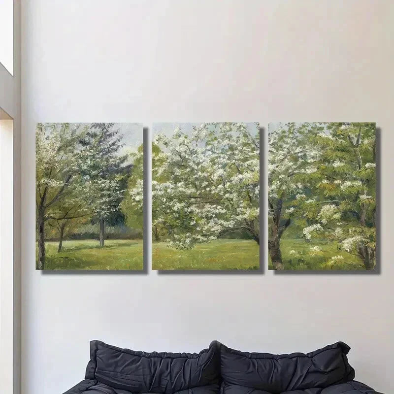 3pcs Spring Apple Blossom Painting,Metal Print Ready to Hang Art
