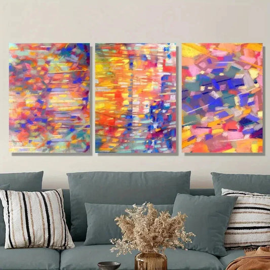 3pcs Abstract colorful texture art, Metal Print Ready to Hang Art