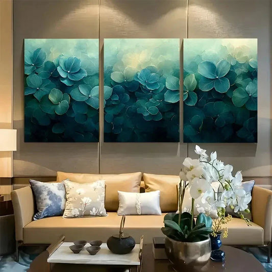 3pcs Floral Abstract Plants Green Tone Design Metal Print Ready to Hang Art