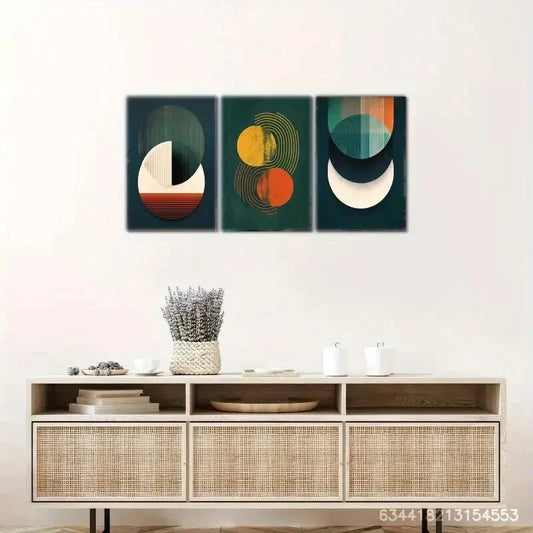 3pcs Geometric Pattern is a Poster Fashion Metal Print Ready to Hang Art