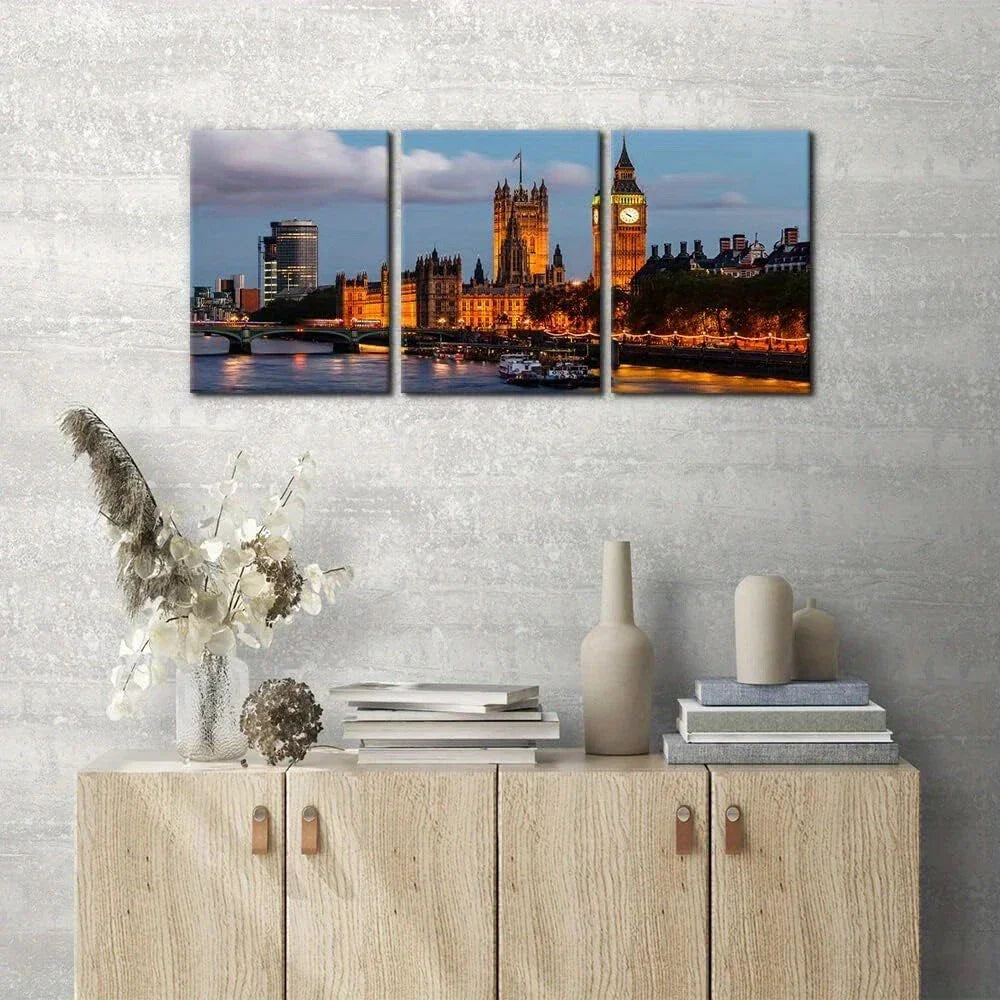 3pcs Big Ben and Westminster Bridge Metal Print Ready to Hang Art