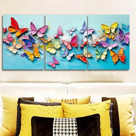 3pcs Lots of butterflies dancing Wall Art Set Canvas Framed 40x60cm - High Quality Print 100% Australian Made Wall Canvas Ready to Hang